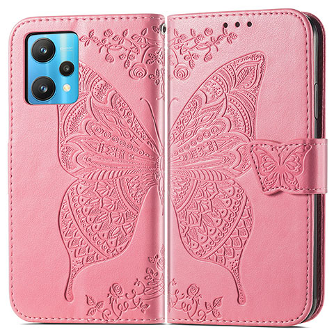 Handytasche Stand Schutzhülle Flip Leder Hülle Schmetterling für Realme 9 Pro 5G Pink