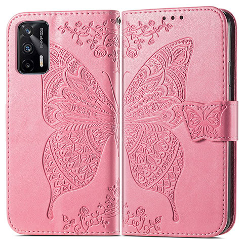 Handytasche Stand Schutzhülle Flip Leder Hülle Schmetterling für Realme Q3 Pro 5G Pink