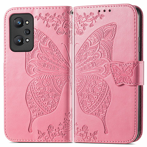 Handytasche Stand Schutzhülle Flip Leder Hülle Schmetterling für Realme Q5 Pro 5G Pink