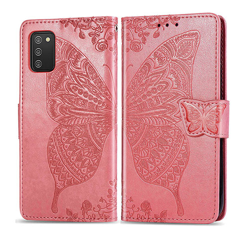 Handytasche Stand Schutzhülle Flip Leder Hülle Schmetterling für Samsung Galaxy A02s Pink