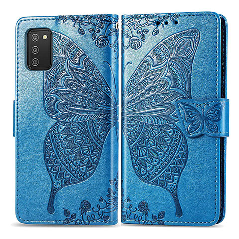 Handytasche Stand Schutzhülle Flip Leder Hülle Schmetterling für Samsung Galaxy A03s Blau