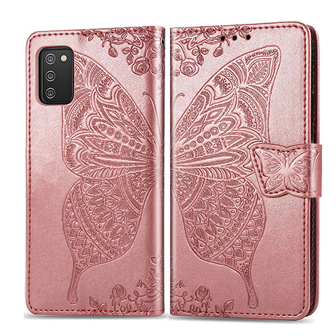 Handytasche Stand Schutzhülle Flip Leder Hülle Schmetterling für Samsung Galaxy A03s Rosa