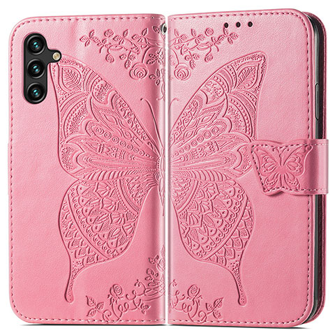 Handytasche Stand Schutzhülle Flip Leder Hülle Schmetterling für Samsung Galaxy A04s Pink