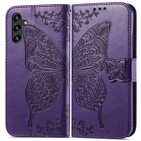 Handytasche Stand Schutzhülle Flip Leder Hülle Schmetterling für Samsung Galaxy A04s Violett