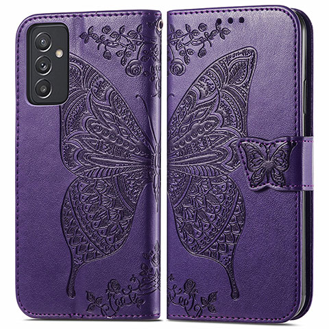 Handytasche Stand Schutzhülle Flip Leder Hülle Schmetterling für Samsung Galaxy A05s Violett