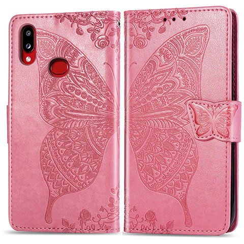Handytasche Stand Schutzhülle Flip Leder Hülle Schmetterling für Samsung Galaxy A10s Pink