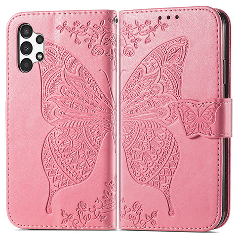 Handytasche Stand Schutzhülle Flip Leder Hülle Schmetterling für Samsung Galaxy A13 4G Pink