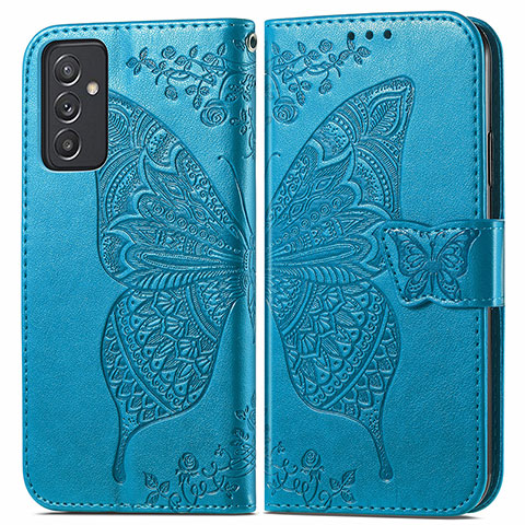 Handytasche Stand Schutzhülle Flip Leder Hülle Schmetterling für Samsung Galaxy A15 4G Blau