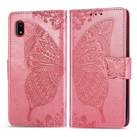 Handytasche Stand Schutzhülle Flip Leder Hülle Schmetterling für Samsung Galaxy A20 SC-02M SCV46 Pink