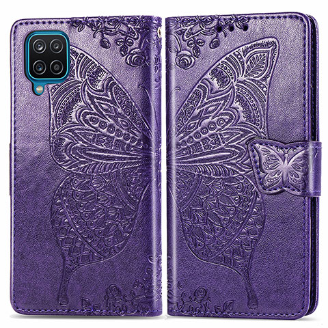 Handytasche Stand Schutzhülle Flip Leder Hülle Schmetterling für Samsung Galaxy A22 4G Violett