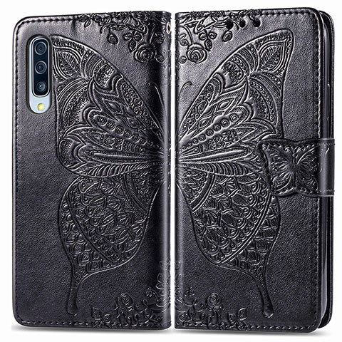 Handytasche Stand Schutzhülle Flip Leder Hülle Schmetterling für Samsung Galaxy A30S Schwarz