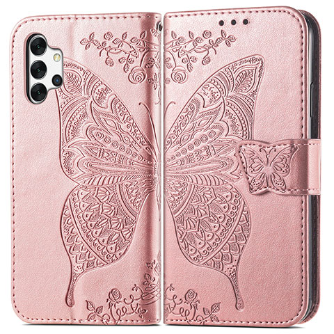 Handytasche Stand Schutzhülle Flip Leder Hülle Schmetterling für Samsung Galaxy A32 4G Rosa