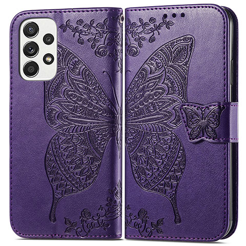 Handytasche Stand Schutzhülle Flip Leder Hülle Schmetterling für Samsung Galaxy A33 5G Violett