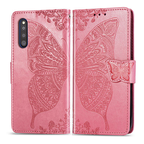 Handytasche Stand Schutzhülle Flip Leder Hülle Schmetterling für Samsung Galaxy A41 SC-41A Pink