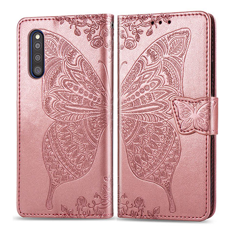 Handytasche Stand Schutzhülle Flip Leder Hülle Schmetterling für Samsung Galaxy A41 SC-41A Rosa