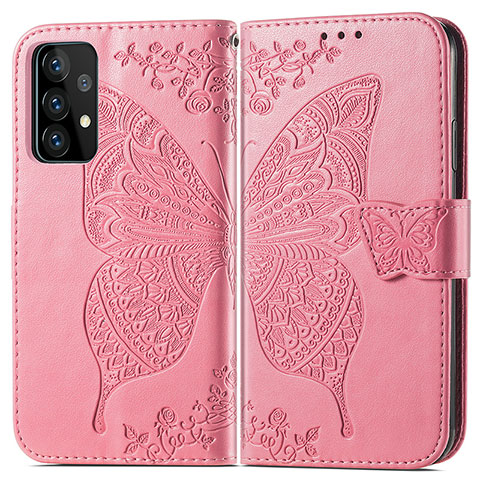 Handytasche Stand Schutzhülle Flip Leder Hülle Schmetterling für Samsung Galaxy A52 4G Pink