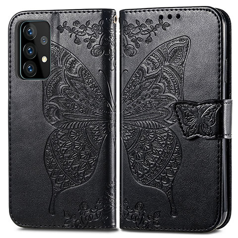 Handytasche Stand Schutzhülle Flip Leder Hülle Schmetterling für Samsung Galaxy A52s 5G Schwarz