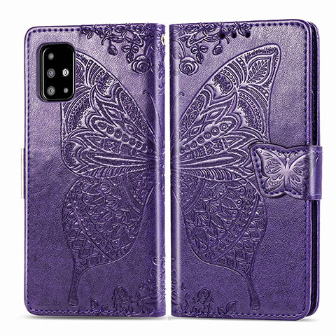 Handytasche Stand Schutzhülle Flip Leder Hülle Schmetterling für Samsung Galaxy A71 4G A715 Violett