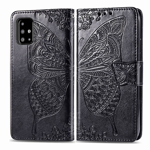 Handytasche Stand Schutzhülle Flip Leder Hülle Schmetterling für Samsung Galaxy A71 5G Schwarz