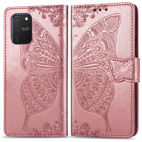 Handytasche Stand Schutzhülle Flip Leder Hülle Schmetterling für Samsung Galaxy A91 Rosa