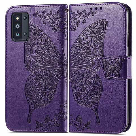 Handytasche Stand Schutzhülle Flip Leder Hülle Schmetterling für Samsung Galaxy F52 5G Violett