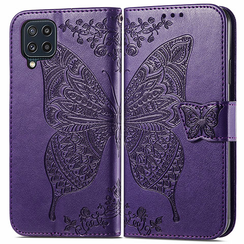 Handytasche Stand Schutzhülle Flip Leder Hülle Schmetterling für Samsung Galaxy M32 4G Violett