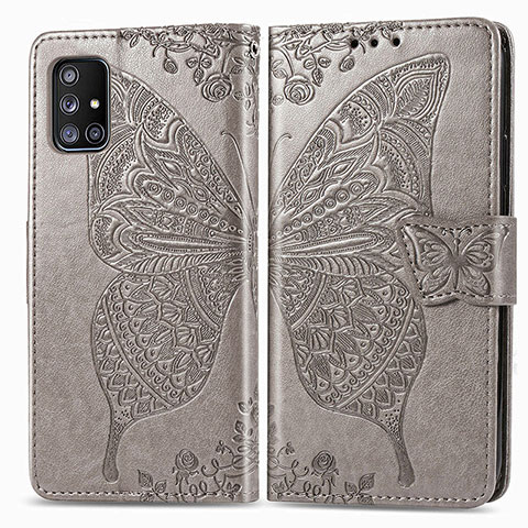 Handytasche Stand Schutzhülle Flip Leder Hülle Schmetterling für Samsung Galaxy M40S Grau