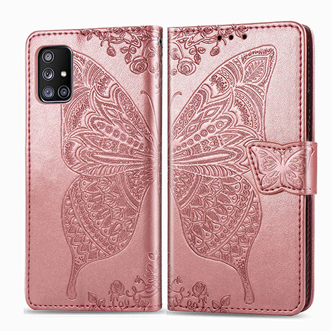 Handytasche Stand Schutzhülle Flip Leder Hülle Schmetterling für Samsung Galaxy M40S Rosa
