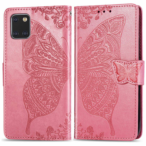 Handytasche Stand Schutzhülle Flip Leder Hülle Schmetterling für Samsung Galaxy Note 10 Lite Pink