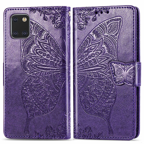 Handytasche Stand Schutzhülle Flip Leder Hülle Schmetterling für Samsung Galaxy Note 10 Lite Violett