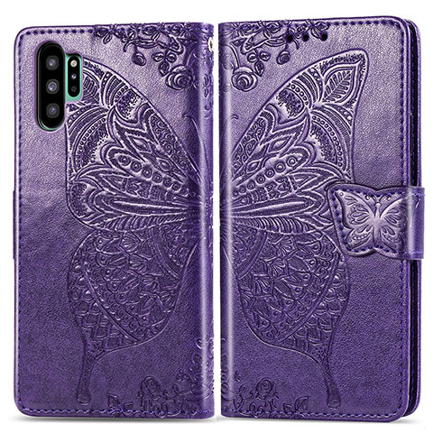 Handytasche Stand Schutzhülle Flip Leder Hülle Schmetterling für Samsung Galaxy Note 10 Plus 5G Violett