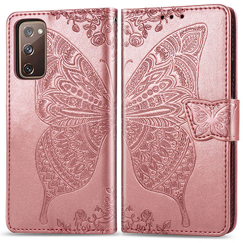 Handytasche Stand Schutzhülle Flip Leder Hülle Schmetterling für Samsung Galaxy S20 Lite 5G Rosa