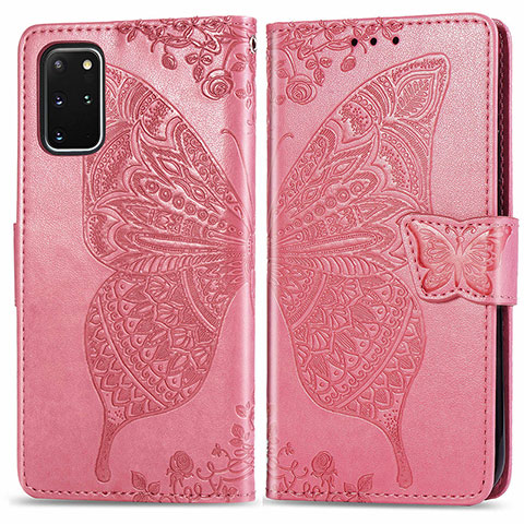 Handytasche Stand Schutzhülle Flip Leder Hülle Schmetterling für Samsung Galaxy S20 Plus Pink