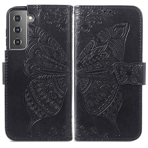 Handytasche Stand Schutzhülle Flip Leder Hülle Schmetterling für Samsung Galaxy S24 5G Schwarz