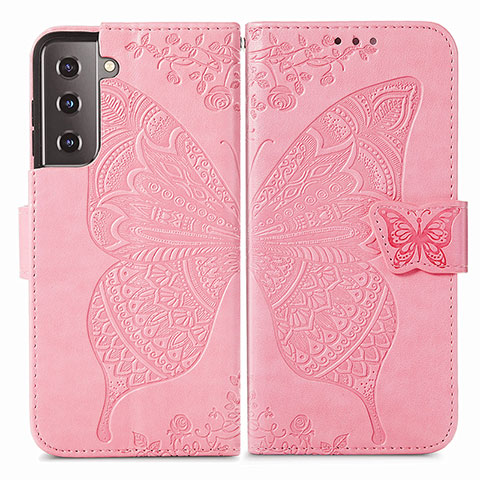 Handytasche Stand Schutzhülle Flip Leder Hülle Schmetterling für Samsung Galaxy S24 Plus 5G Pink