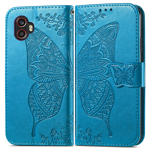 Handytasche Stand Schutzhülle Flip Leder Hülle Schmetterling für Samsung Galaxy XCover 6 Pro 5G Blau