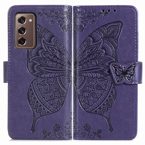 Handytasche Stand Schutzhülle Flip Leder Hülle Schmetterling für Samsung Galaxy Z Fold2 5G Violett