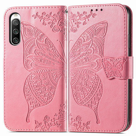 Handytasche Stand Schutzhülle Flip Leder Hülle Schmetterling für Sony Xperia 10 IV SO-52C Pink