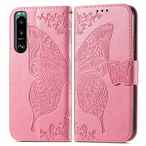 Handytasche Stand Schutzhülle Flip Leder Hülle Schmetterling für Sony Xperia 5 III Pink