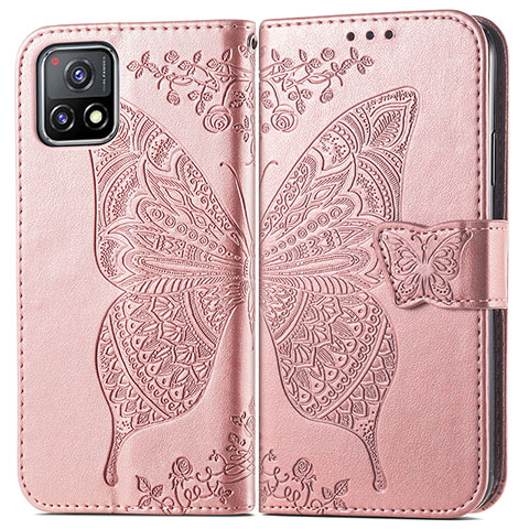 Handytasche Stand Schutzhülle Flip Leder Hülle Schmetterling für Vivo iQOO U3 5G Rosa