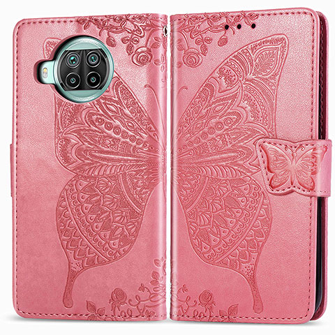 Handytasche Stand Schutzhülle Flip Leder Hülle Schmetterling für Xiaomi Mi 10i 5G Pink