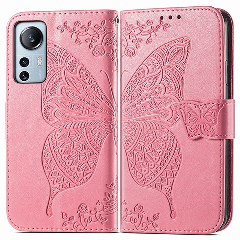 Handytasche Stand Schutzhülle Flip Leder Hülle Schmetterling für Xiaomi Mi 12 Lite 5G Pink