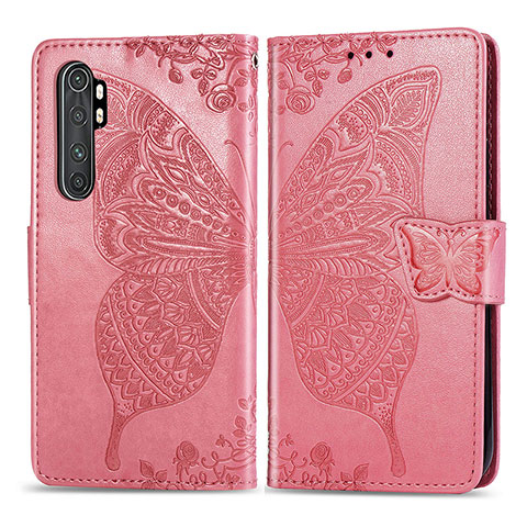 Handytasche Stand Schutzhülle Flip Leder Hülle Schmetterling für Xiaomi Mi Note 10 Lite Pink