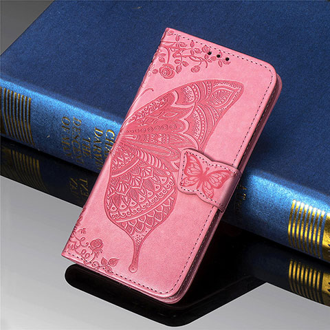 Handytasche Stand Schutzhülle Flip Leder Hülle Schmetterling für Xiaomi Poco M2 Pink