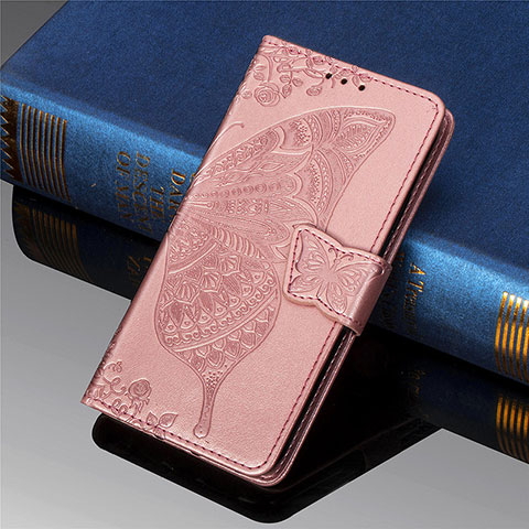 Handytasche Stand Schutzhülle Flip Leder Hülle Schmetterling für Xiaomi Redmi 9 Rosa