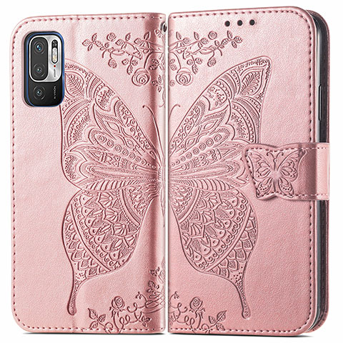 Handytasche Stand Schutzhülle Flip Leder Hülle Schmetterling für Xiaomi Redmi Note 11 SE 5G Rosa