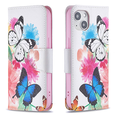 Handytasche Stand Schutzhülle Flip Leder Hülle Schmetterling L01 für Apple iPhone 13 Mini Rosa