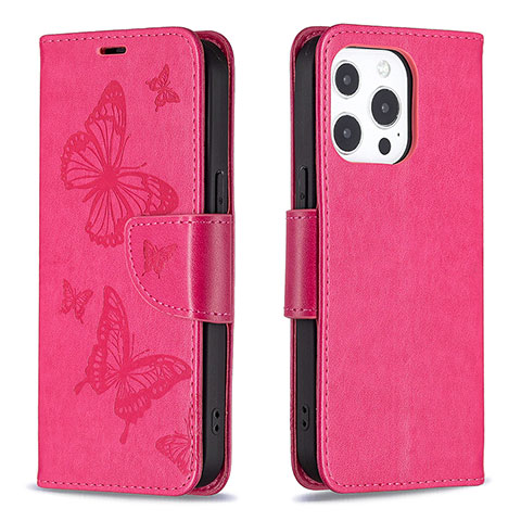 Handytasche Stand Schutzhülle Flip Leder Hülle Schmetterling L09 für Apple iPhone 13 Pro Pink