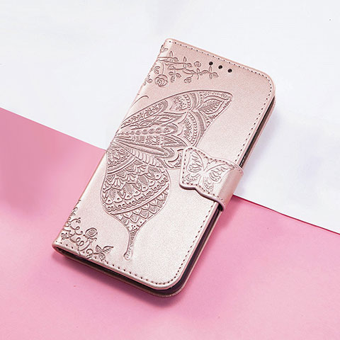 Handytasche Stand Schutzhülle Flip Leder Hülle Schmetterling S01D für Huawei Honor 50 Lite Rosegold