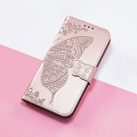 Handytasche Stand Schutzhülle Flip Leder Hülle Schmetterling S01D für Huawei Honor 50 Pro 5G Rosegold